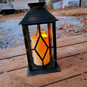 Black Lantern with LED Candle , BatteryOperated, Realistic